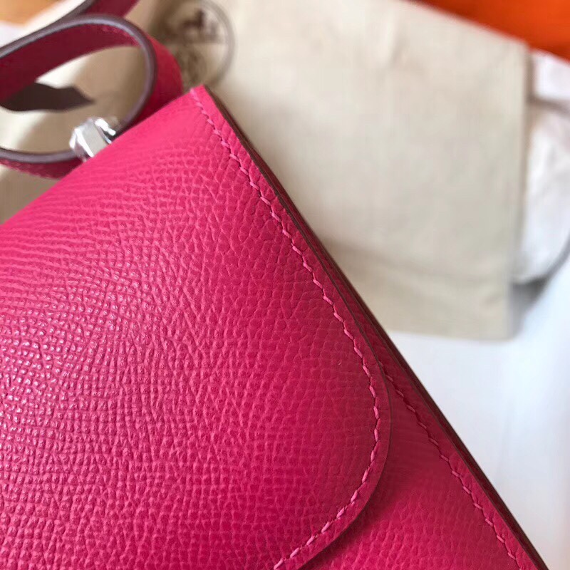 Hermes Constance 24cm Shoulder Bag In Rose Red Epsom Leather